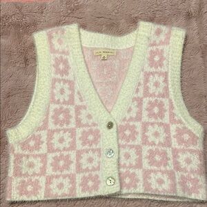 La Hearts Pink and White Women's Sweater Vest
